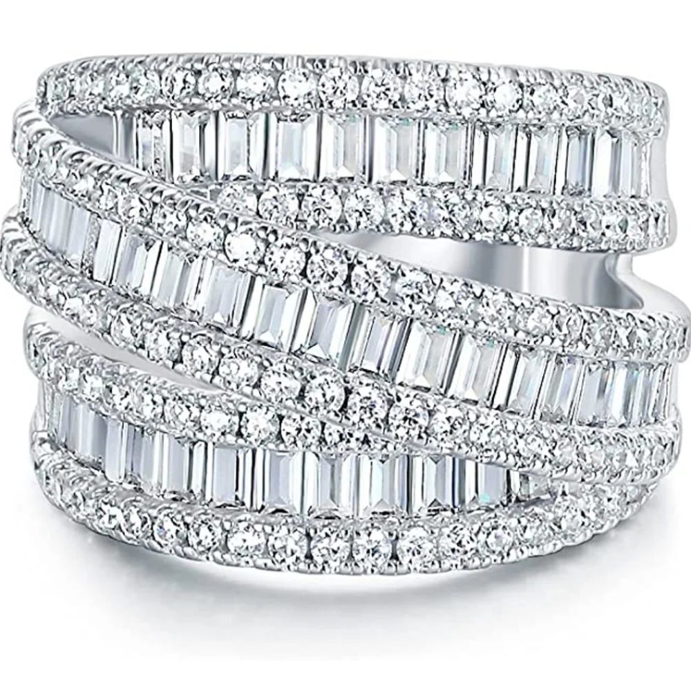 Extraordinary Blinged Out CZ Studded Triple Layer Ring - Picture 5 of 8